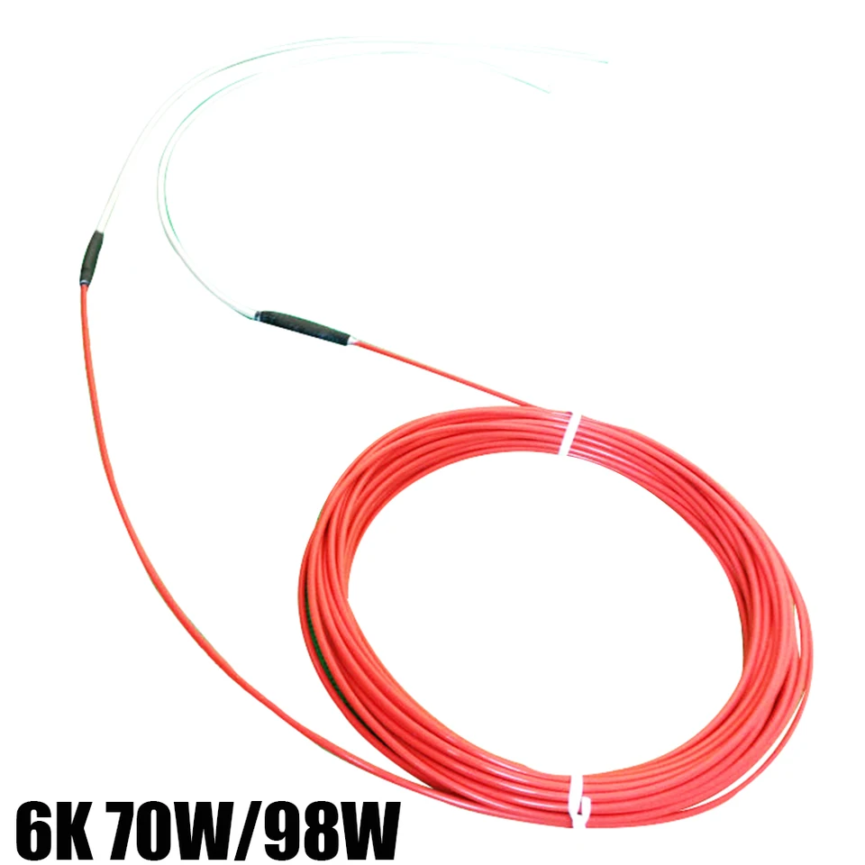 6K 70W 98 W Telflon Termostat Hread Cable PABPE PTFE HELNOVÝ KAMPOVÝ KABELOVÝ KÁBEL Kábel Infračervený podlahový vykurovací systém