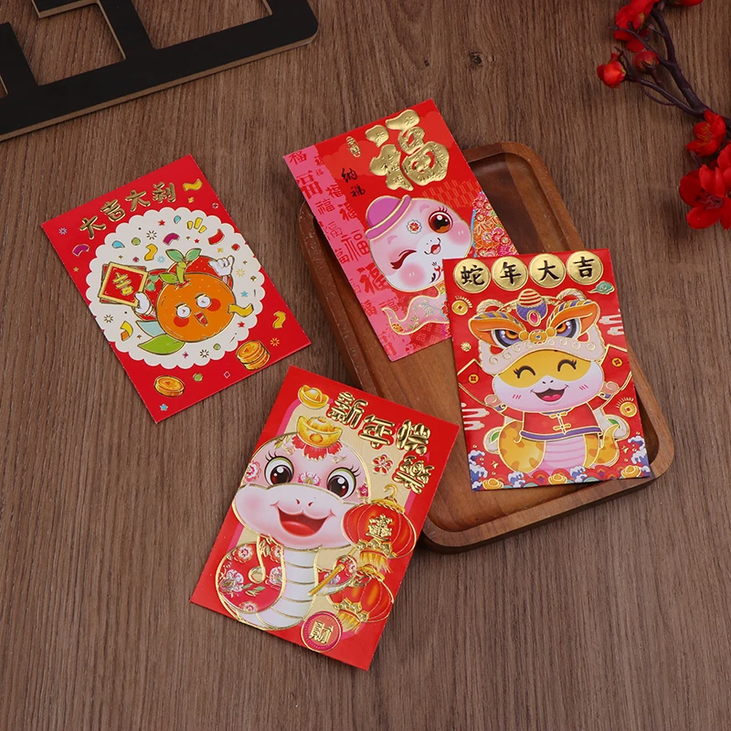 6ks 2025 Rok Snake Spring Festival Red Envelope Lunar New Lucky Money Čínsky paket pre obálky peňažné papierové tašky