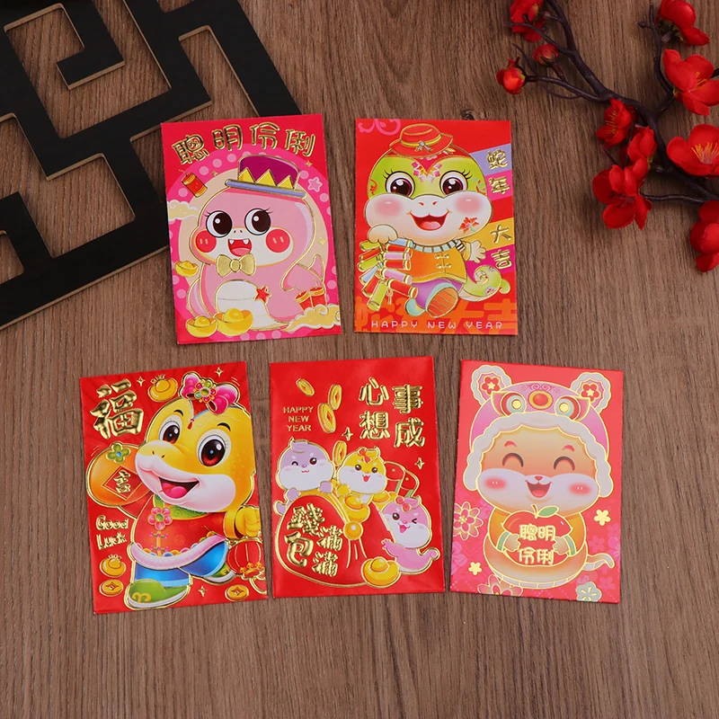 6ks 2025 Rok Snake Spring Festival Red Envelope Lunar New Lucky Money Čínsky paket pre obálky peňažné papierové tašky