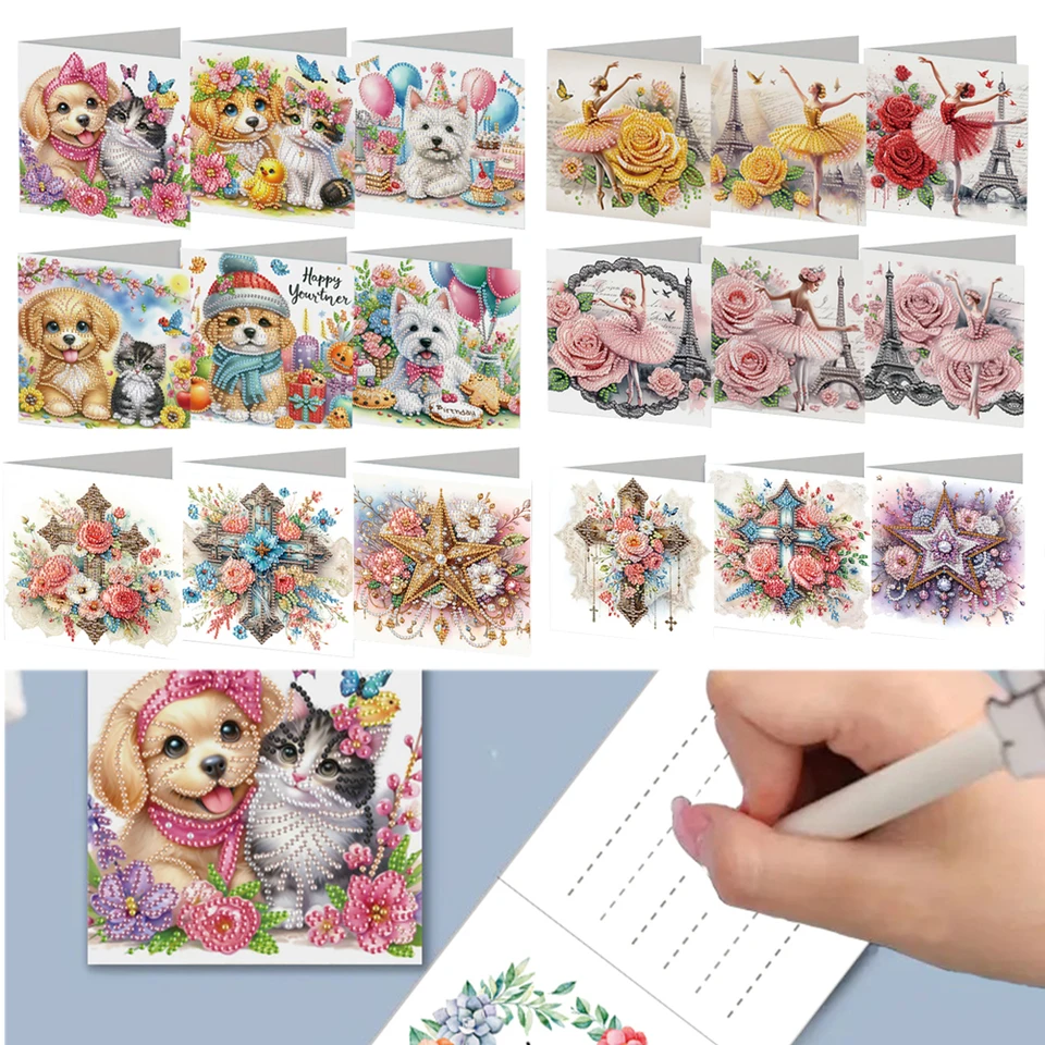 6ks baletné zvieratá viera Diy Diamond Painting Greating Card Diamond Art Festival Card Craft Birthday Gift pre priateľa