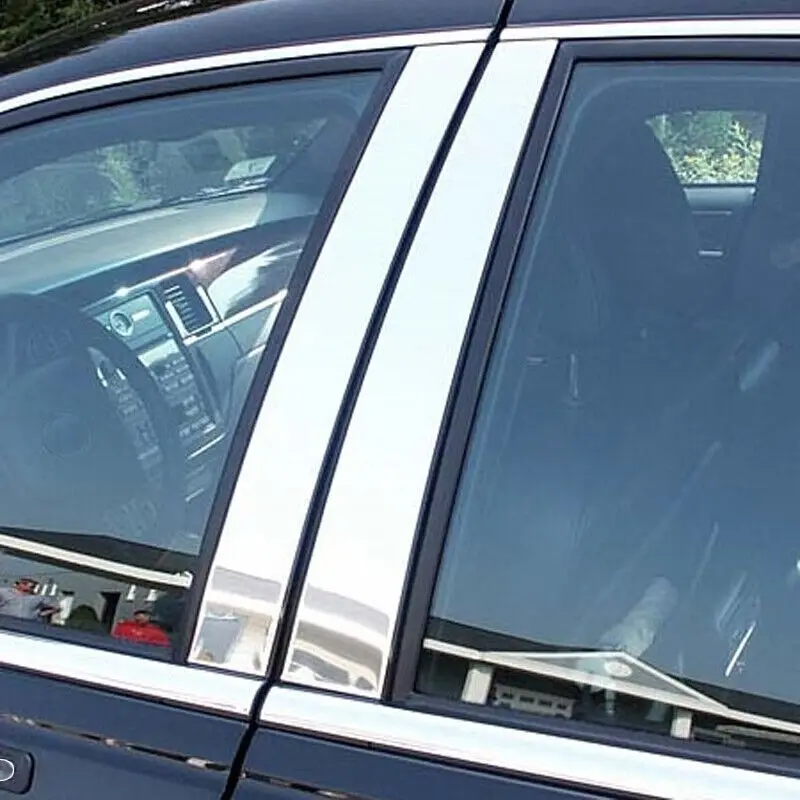 6ks chrómované okenné stĺpové stĺpy Stĺpky Dvere Strana čalúnenia Kryt Kryt Zodpovedajúci pre Toyota Sienna 2002-2009 Dekoratívne nálepky