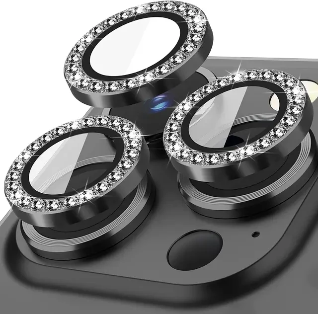 6ks Diamond Glitter Ochrana fotoaparátu pre iPhone 15 14 13 11 Pro Max Plus na 12 13 11 Temperované sklo objektívu