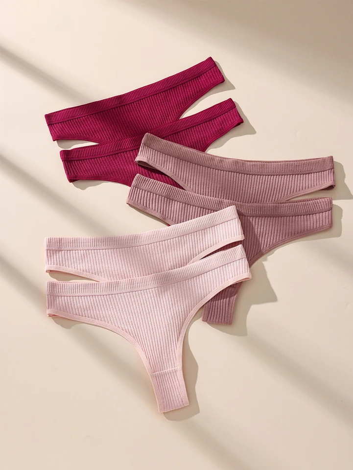 6ks Dámske bavlnené spodné prádlo priedušné tangá, sexy stretch mäkké dámske spodné prádlo tangé XL