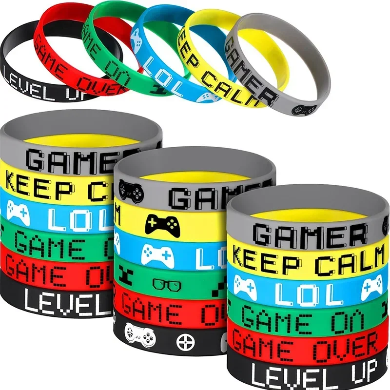 6ks Gamer Silikone Náramky Game Consolee Téma zápästie Rokt predstavuje Happy Boys Birthday Party Decors Deti výhody dary
