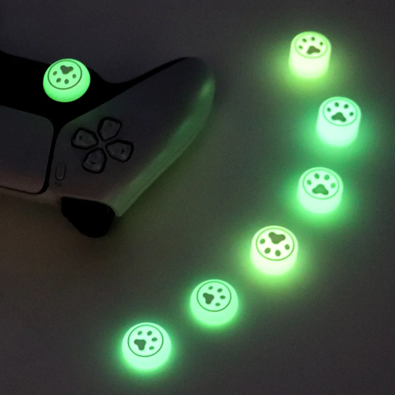 6ks Glow v tmavom silikónovom palcovom paličke Caps Caps pre PS4 PS5 Xbox Switch Pro Luminát Gamepad Controller Joystick Grip Protector