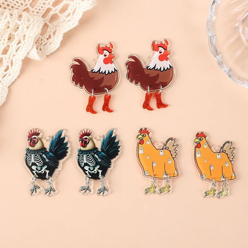 6ks Halloween kúzla akrylové vtipné lebky duchovné chôdza kuracie kuracie mäso pre náhrdelník Keychain DIY výroba doplnkov