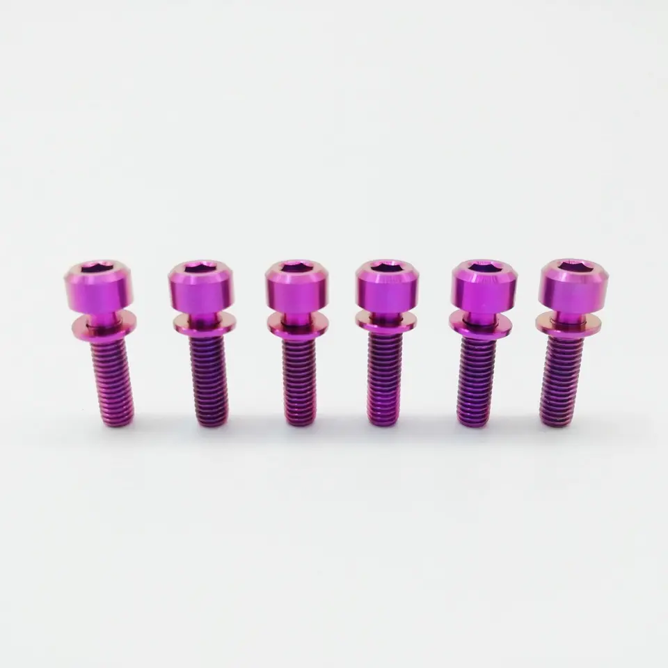 6ks/lot Purple M5x18mm titán Ti Ti Stovkové skrutky skrutky s príslušenstvom pre bicykle s práčkou