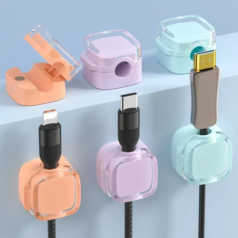 6ks Magnetické káblové klipy Clips Viacfarebný organizátor Data Kábel Organizátor Desk a nástenné háčiky pre údaje o telefóne a nabíjačka