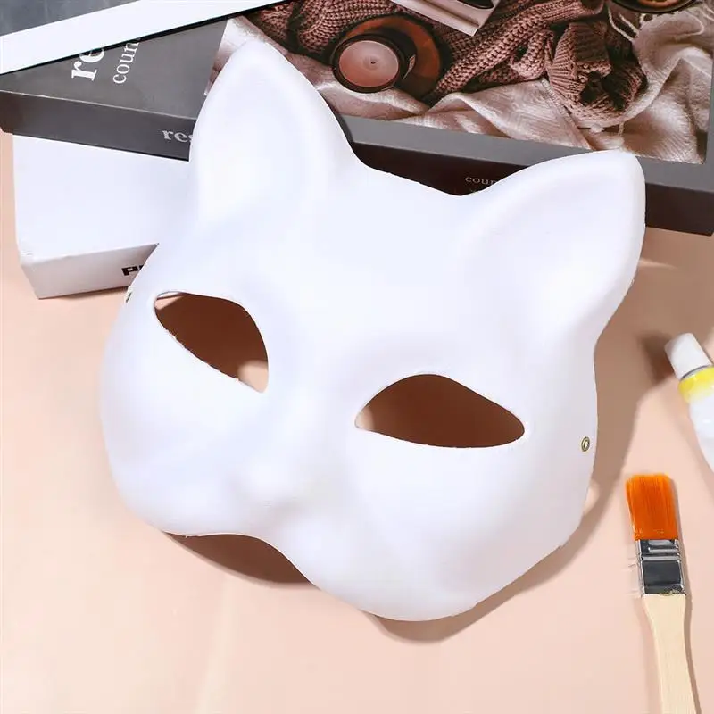 6ks maska ​​mačku maškaráda Masky Biele zviera Prázdne tvár prázdna tvár Ženy DIY Halloween Cosplay Party Kid Žena vlk kostýmy