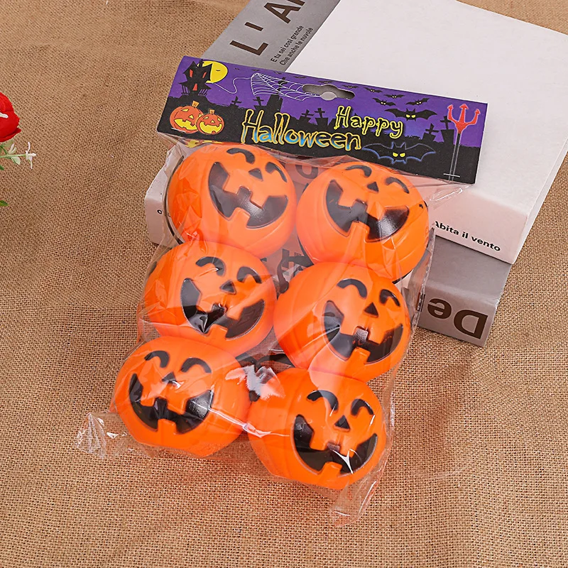 6ks Mini Orange Black Halloween Prenosná tekvica vedro Detské trik alebo ošetrenie držiak na držiak na nádoby Halloween Party Requs