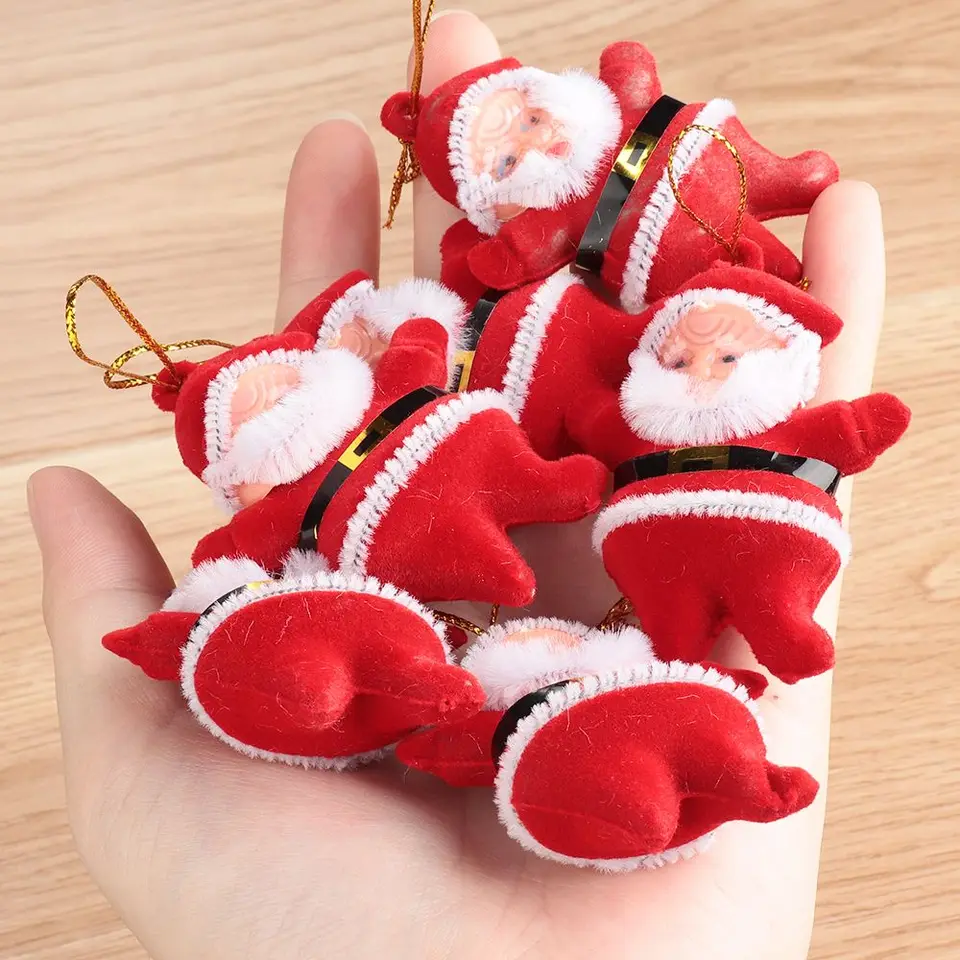 6ks Mini Santa Claus vianočné ozdoby Viacfarebné Santa Claus Party Xmas Tree visí prívesky