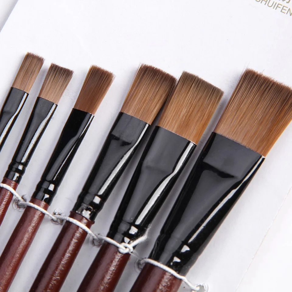 6ks nylonové akrylové olejové farby Gouache Brushes pre umelecké zásoby akvarelu