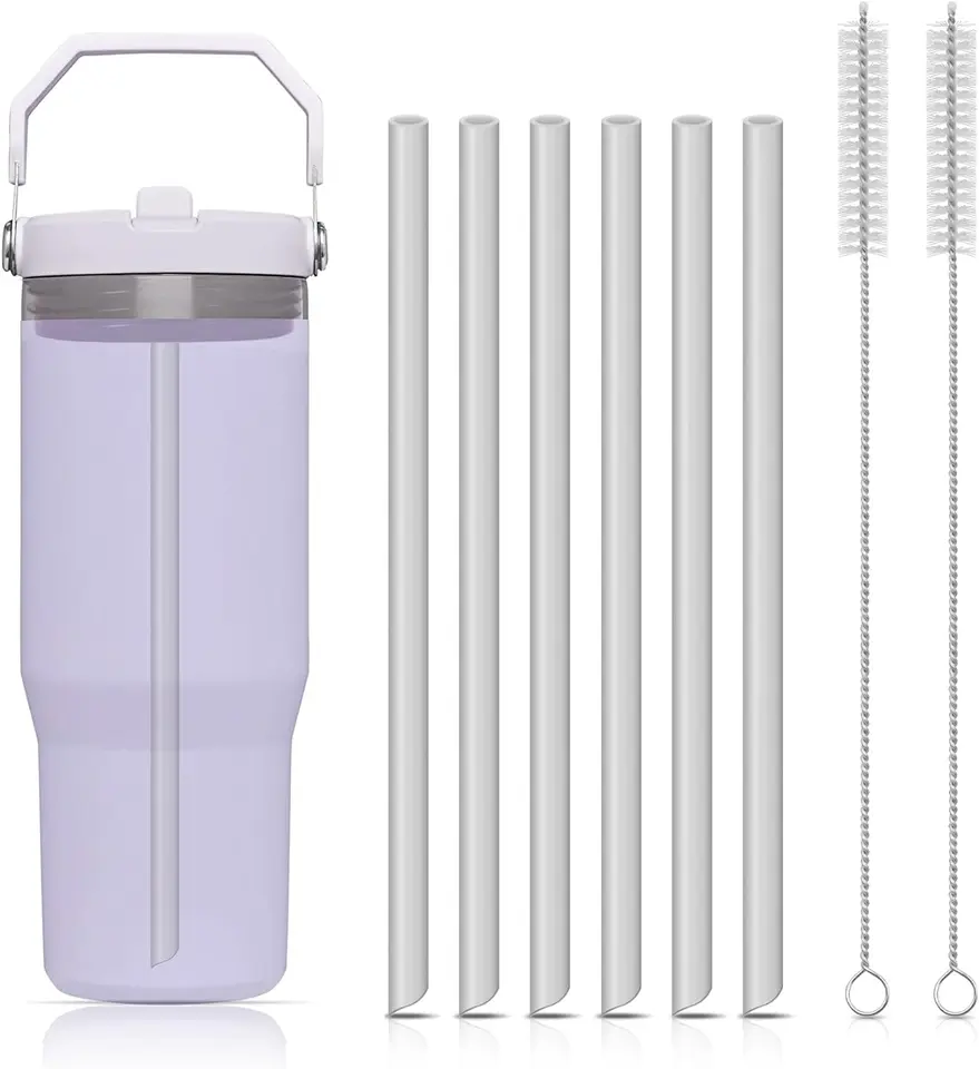 6ks opakovane použiteľné slamky plastové slamky s čistiacim kefom kompromisným s Stanley Iceflow 30oz Cupsstanley Flip Slaw Cups