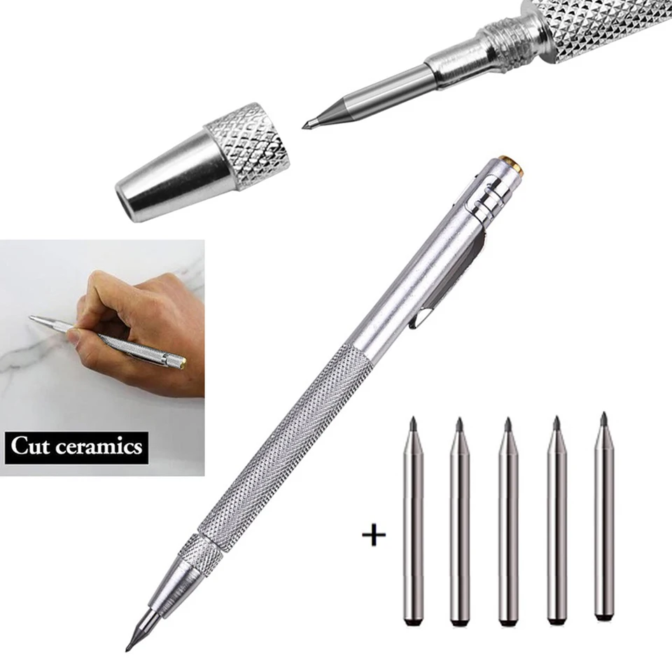 6ks scriber pera volfrámový karbid volfrám oceľový hrot hrot scriber gravírovanie pera pre sklo kovové drevené konštrukčné náradie