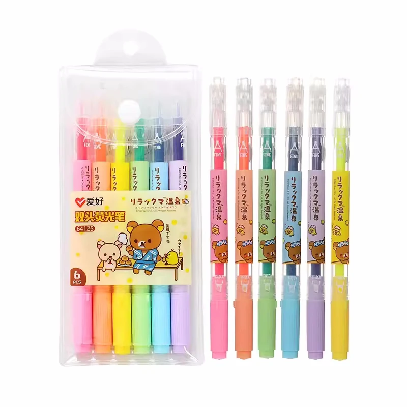 6ks/set aihao 64125 Rilakkuma zvýrazňovač Kawaii Expression Paint Marker Pen