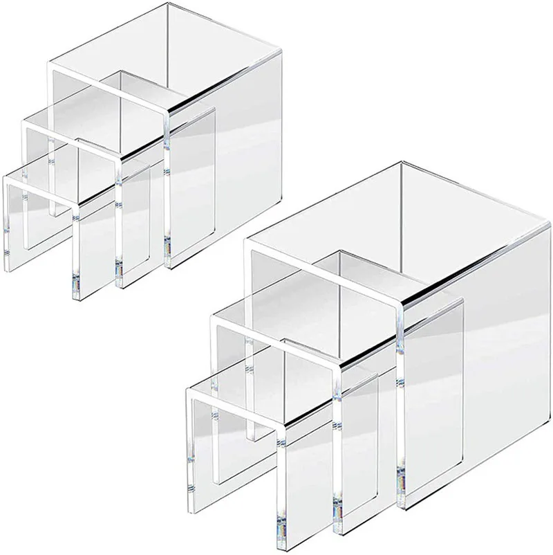 6ks/set akrylové zobrazenie stojan na klenoty akcia figúrka cupcake Riser Riser Poličky Priehľadný make -up dezertný stojan