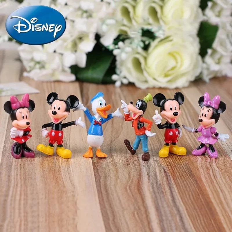 6ks/set Disney Mickey Mouse Action Figures Minnie Donald Duck PVC Cake Ozdoby Zbierka dekorácie detské hračky Darčeky