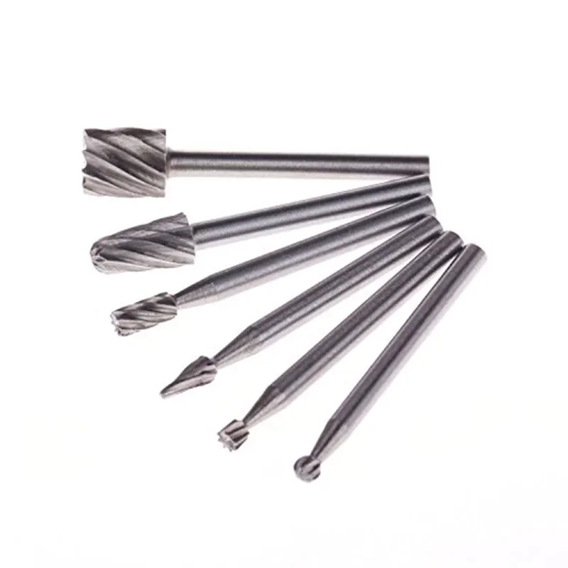 6ks/set Dremel Rotary Tools Mini Bit Bit Set HSS Router brúsky bitky frézovacie strihy pre drevené kovové vyrezávajúce mletie náradie