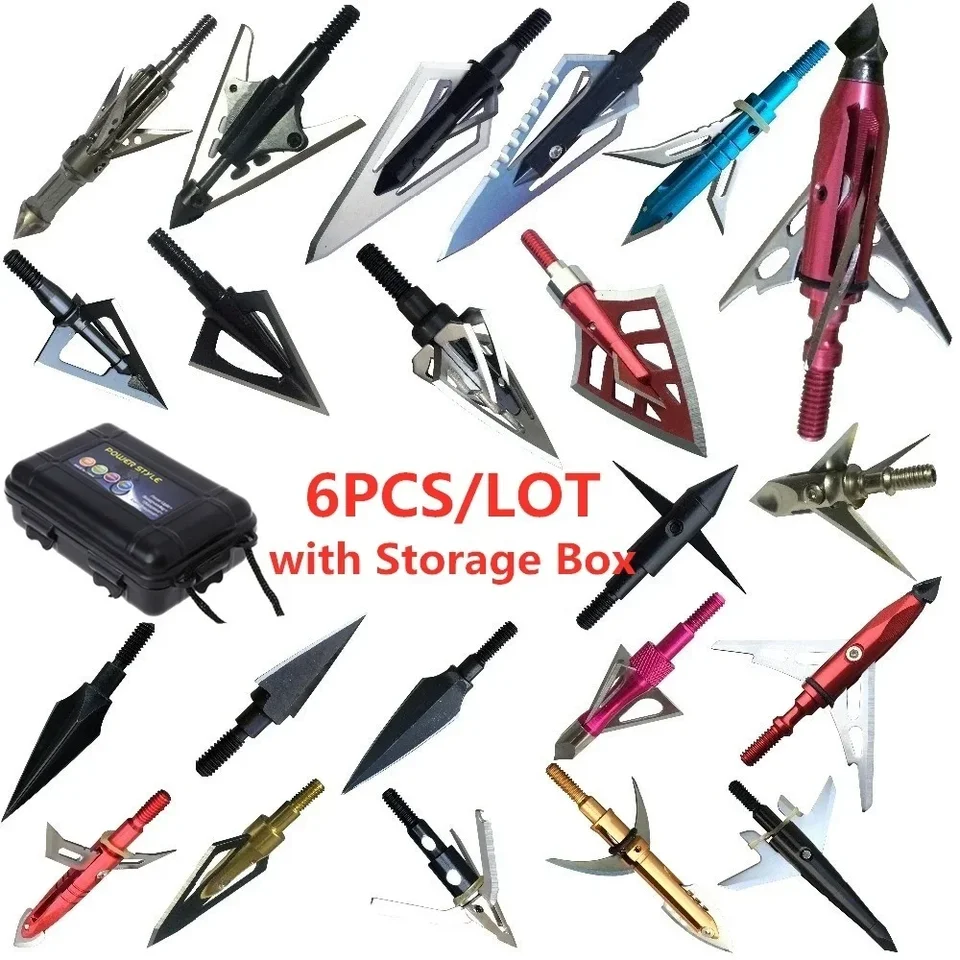 6ks/set Hunting Arrow Heads Vysoké uhlíkové oceľové šípky Broadheads Tips Arrow Bods Archery pre zloženú lukosúškovú kuše Recurve