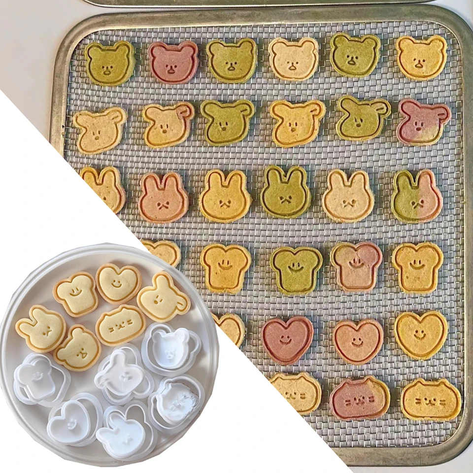 6ks/set Mini Animal Patter Pes Dog Cat Rabbit Pet Cookie Cutter Cartoon Love Bear Toast Biscuit Stamp Cake Decoration Folda