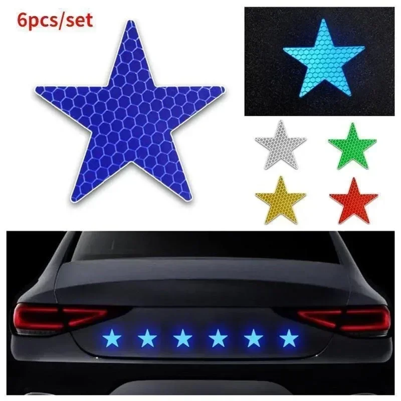 6ks/set s vysokou intenzitou známky reflexné bezpečnostné výstražné pásky Nálepky Self-útulné pre automobilové motocykle Camper Camper Helma