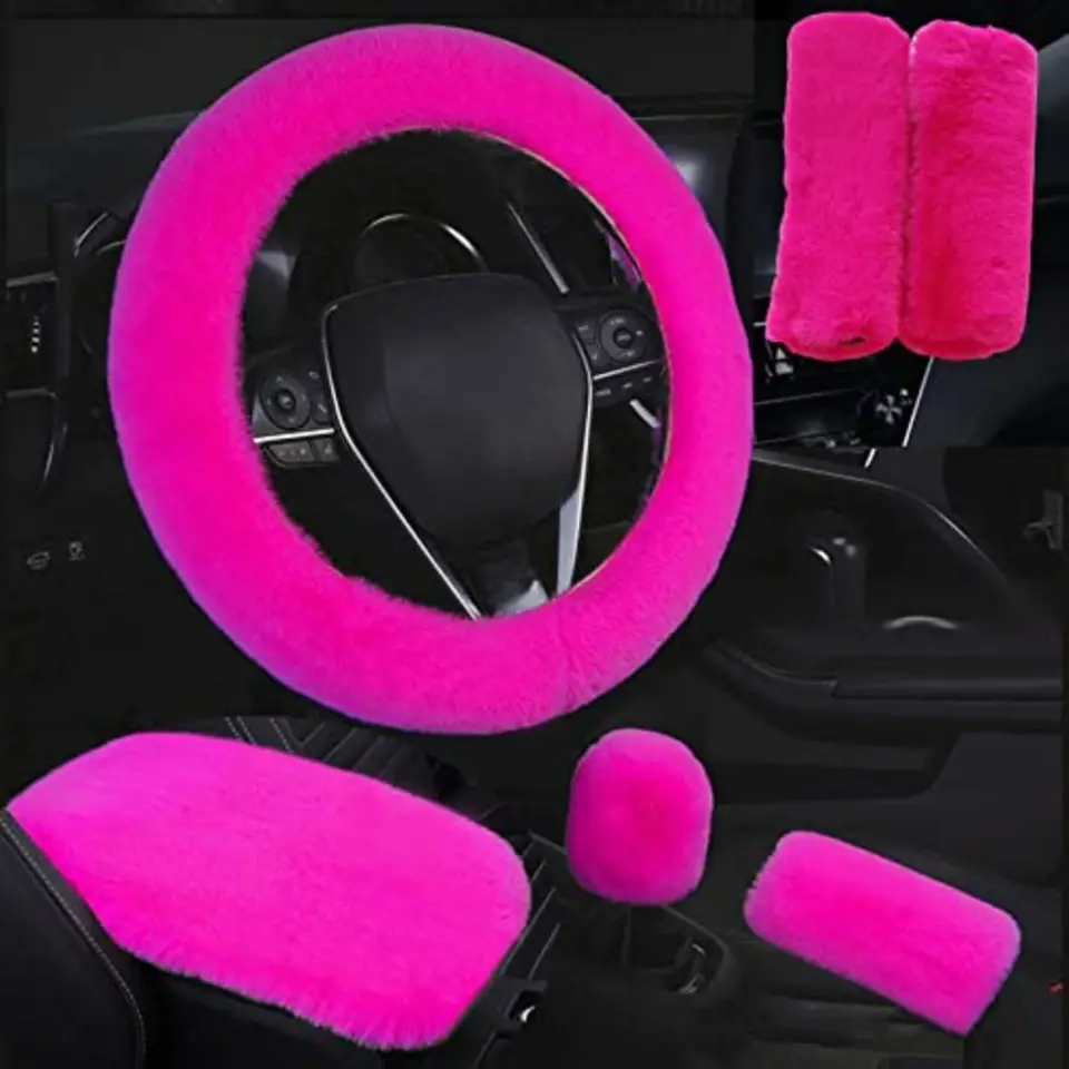 6ks/set Soft Fluffy plyšový kryt volantu na volant Zimné kategórie Ramery Ramery Rameny Shift Shift Cover Cover Auto Príslušenstvo Teplo