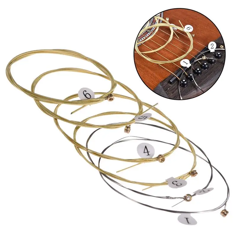 6ks/set Univerzálne akustické gitarové struny Brass Hex Hex Core String Instruments Guitar Strings Classic Guitar Parts