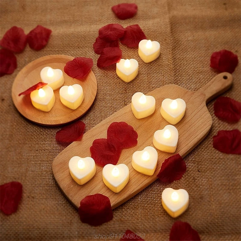 6ks srdce LED LED Tealight Candles Operatné milostné elektrické čajové svetlá na Valentína St J01 21 Dropship