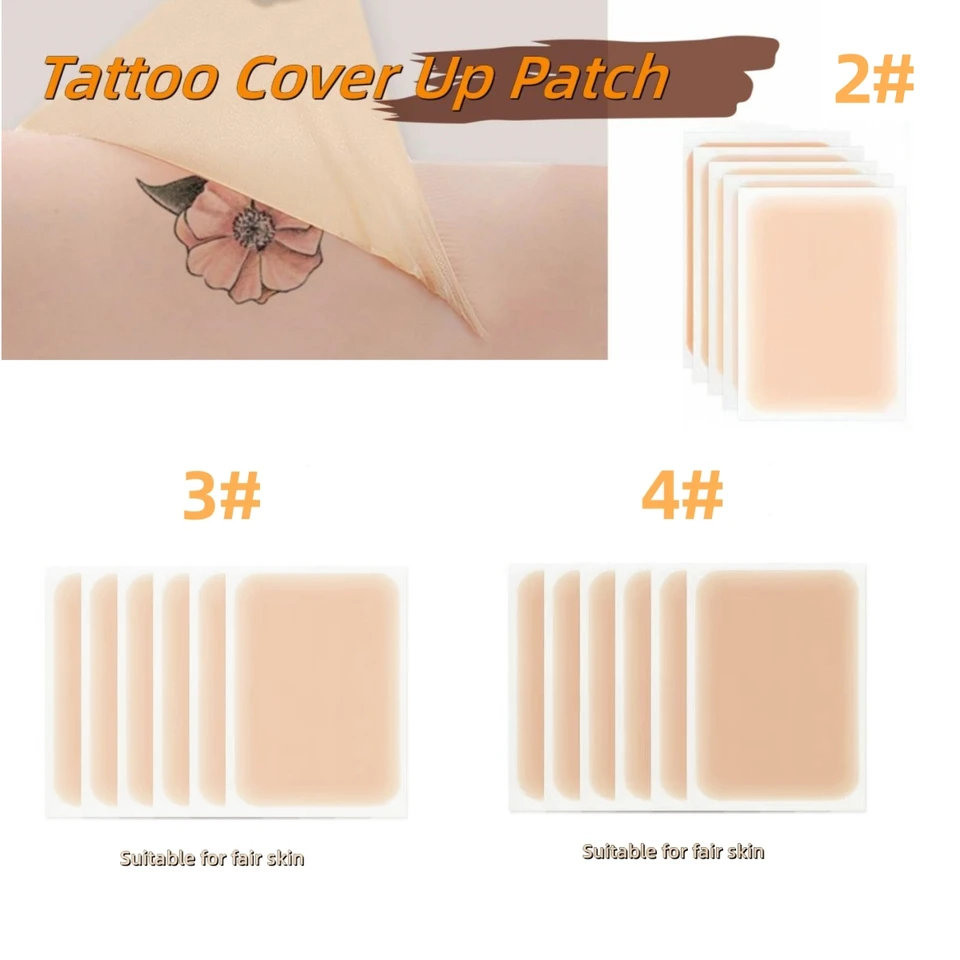 6ks tetovanie Tattoo Cover Up Patch 90*150 mm jazvočné znamienka Národná páska Neviditeľná vodotesná nálepka na pokožku na zakrytie hore