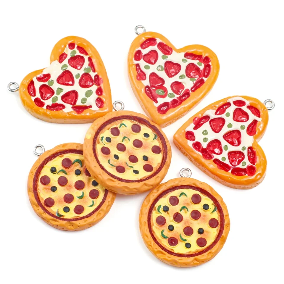 6ks/veľa roztomilých mini ovocných syrov pizza Živú živicu Kúzla Kawaii Food Prívesok pre náušnice náhrdelníkov Kláňanie DIY šperky
