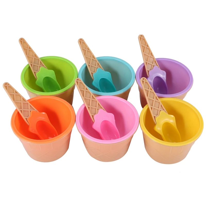 6ks zmrzlinová misa sada rôznych farebných zmrzlinových lyžičiek misky set creature Creative Children Cartoon Bowl