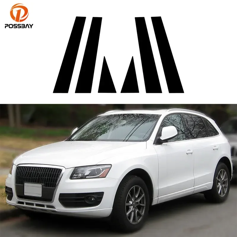 6ksové auto lesklé čierne stĺpové stĺpové stĺpce Orechy Dozma pre Audi Q5 8R 2009 2010 2012 2012 2013 2014 2015 2016 2017 Vonkajšie doplnky