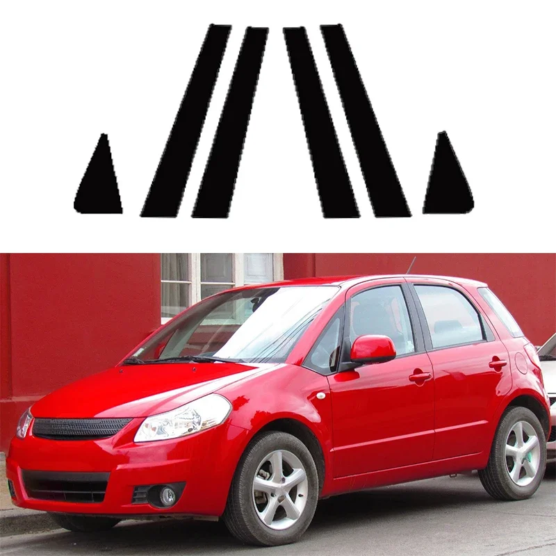 6ksové nálepky automobilu pre Suzuki SX4 Hatchback 2006-2010 2011 2012 2013 2013 leštené stĺpové stĺpce automatické okenné kryt