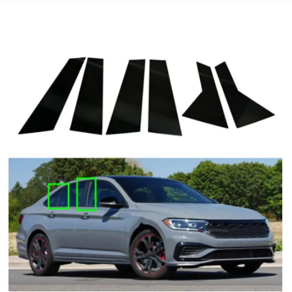 6ksové stĺpiky s oknami auta pre Volkswagen Jetta 2019 2020 2021 TIM TRIST CRESP STRACKER STRANA BLACK BLACK AUTO Exteriér