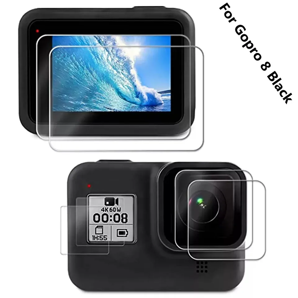 6ksový objektív fotoaparátu Temperovaný sklenený film HD Screen Screen Protector DustodoPuste Protective Film pre videokamery GoPro 8 Sports & Action Videokamery