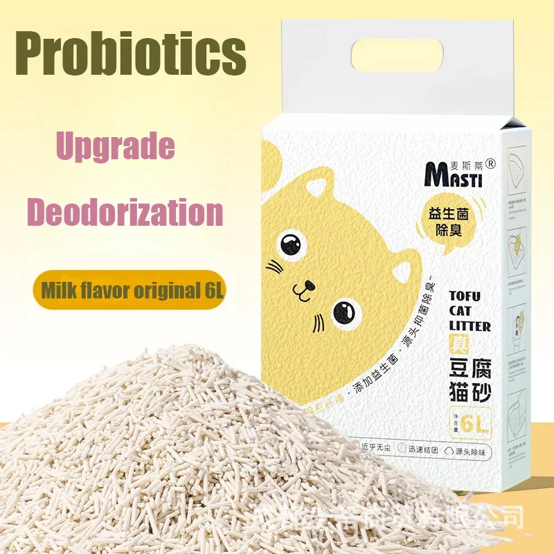6L Deodorant Tofu Cat Litter Probiotický dezodorizujúci piesok Uhlík Nízka absorpcia prachu Flushovateľná toaletná hrach
