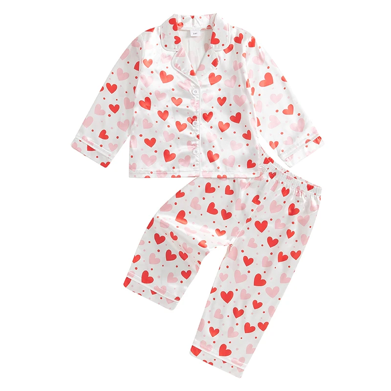 6M-4T KITY GIRLS 2PCS PAJAMA SETS SETS LHO RÁBLE BUBLE UP SRDCET PRÍSLUŠENIE Nohavice Sleepwear