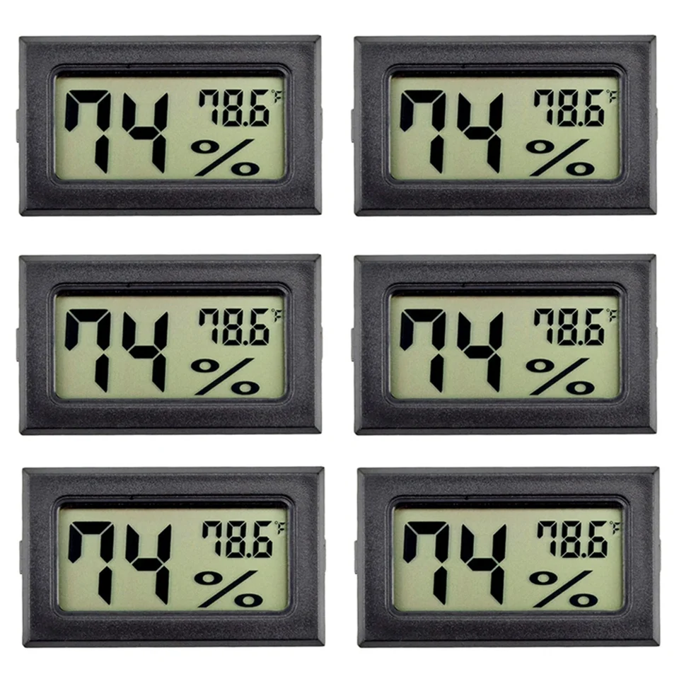 6pack Mini Hygrometer Indoor Vlhkosť Hygrometra digitálna vlhkosť teplosti s (℉) pre skleník, záhradu