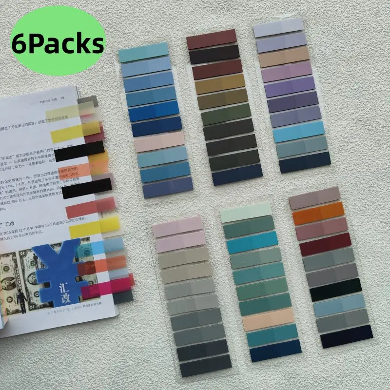 6packs farebné nálepky priehľadné fluorescenčné nálepky s indexom priehľadné nálepky štítkov DIY Poznámky