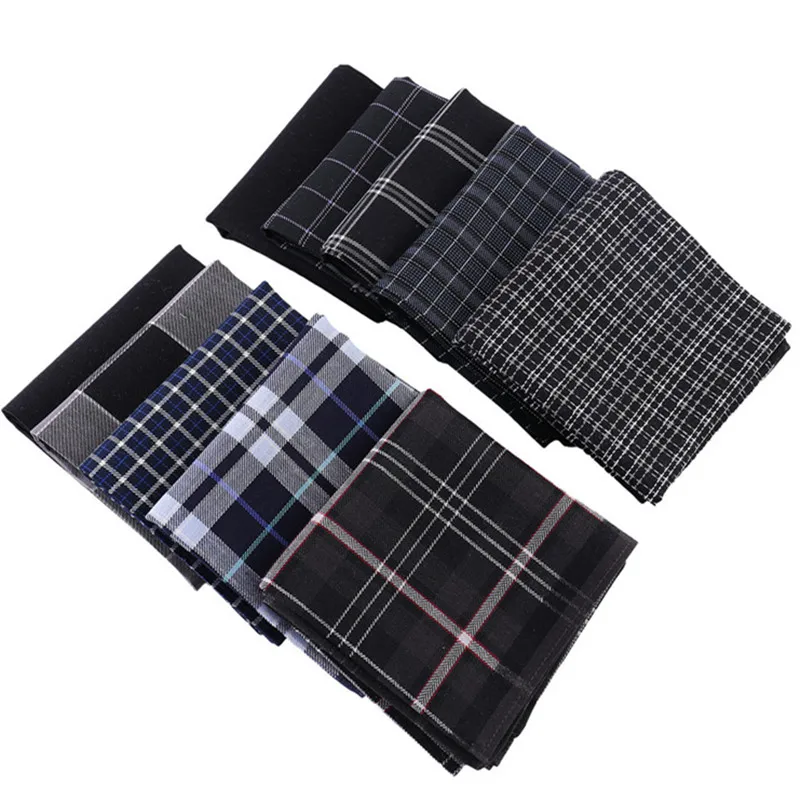 6pcs 43x43cm štvorcový 100% bavlnená tmavá farebná pruhovaná šachovnica vreckový uterák svadobná hostina darček vreckovky vreckovky