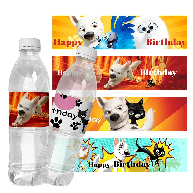 6pcs karikatúra Disney Bolt Pes Dog Fľaša štítky pre bábätká Label Label Label Detské narodeninové oslavy balenie dekorácie darčeky