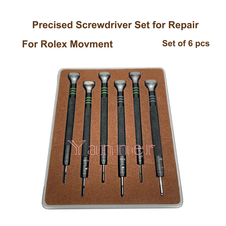 6pcs Precision Cominless Ocel Screwdriver Kit WatchMaker Opravy skrutkovača nástroja pre Rolex 3135 2135 Pohyb hodiniek