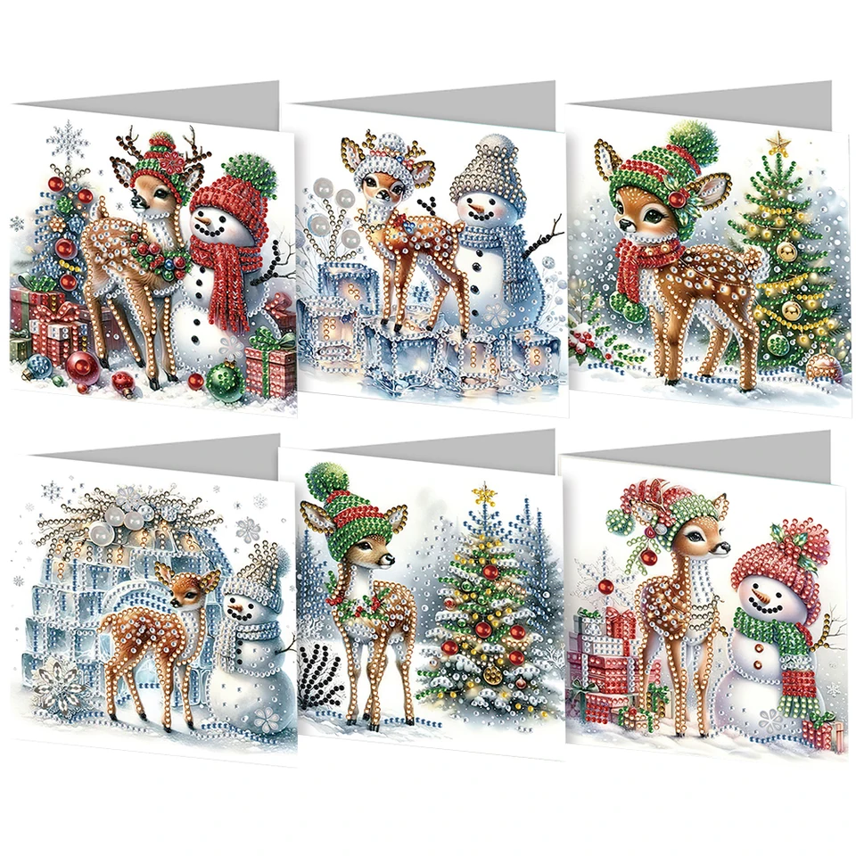 6pcs/set DIY Diamond Painting Nové 2024 Festival vianočných kariet Festival Ručne vyrábaný diamantový výšivkový maľovací súpravy