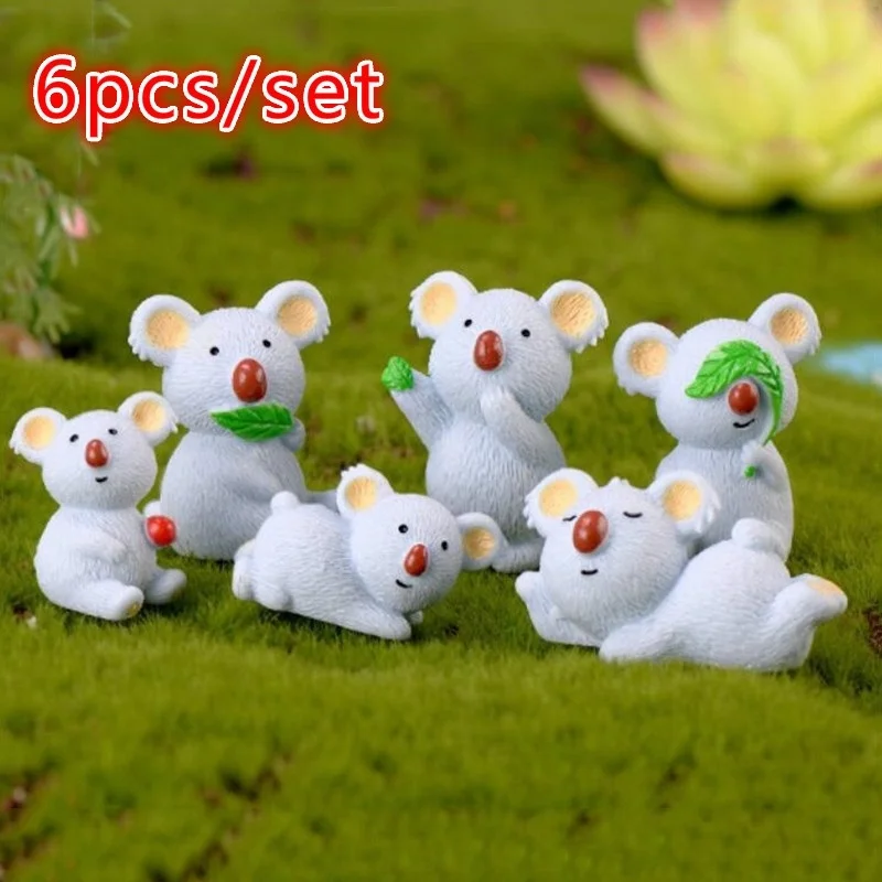 6pcs/set inak štýl Krásny koala medveď Mini zvierací model figurína domovská izba dekorácie mikro krajinná živícka remeslá