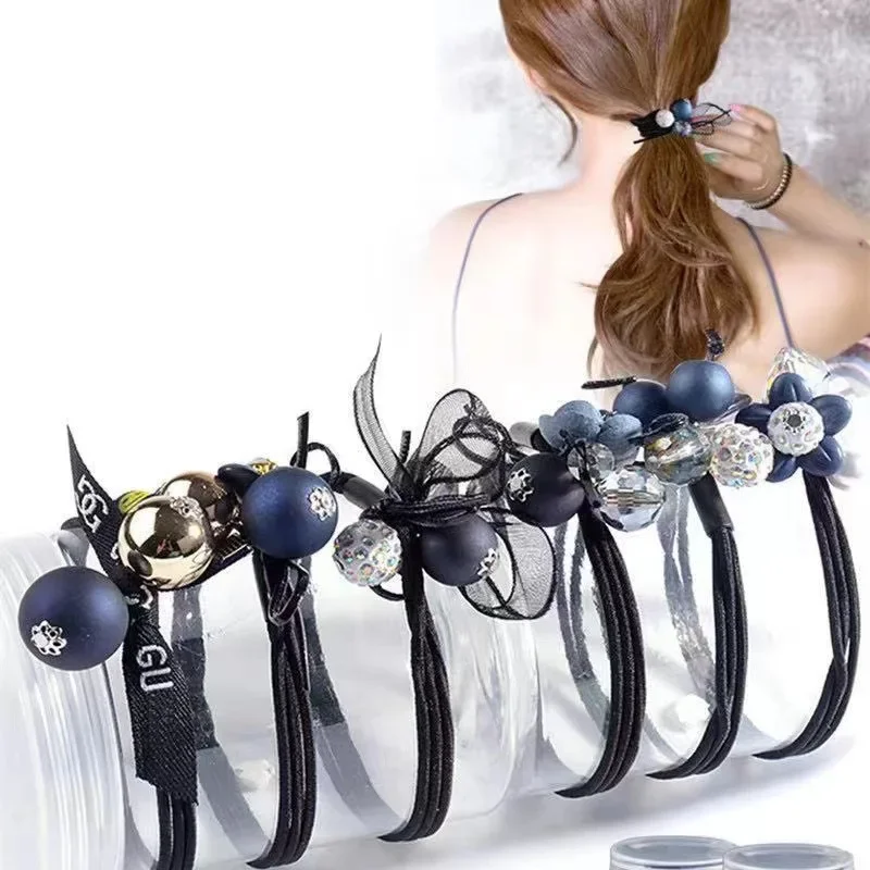 6pcs/set roztomilý kvetinový matný guľôčkový kravaty Elastic Guma Band for Girl Ponytail Bun Bun Styling Tool Menderess Hair Accessorie