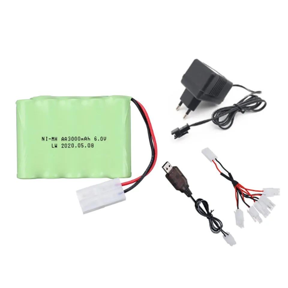 6V 3000 mAh AA NIMH batéria + 6V nabíjačka Set pre RC Hračky automobilový nákladný automobil Robot ROBOT SUPPRAVY ČASŤ 6V Nabíjateľná batéria