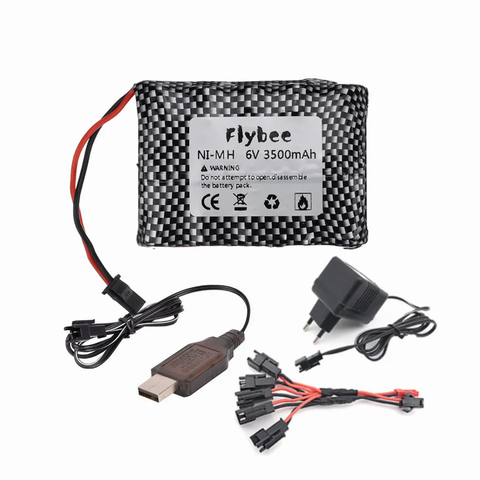 6V 3500 mAh NIMH batéria + nabíjačka pre RC Hračky automobily roboty člny zbrane NI-MH AA 3000MAH 6V Nabíjateľná batéria