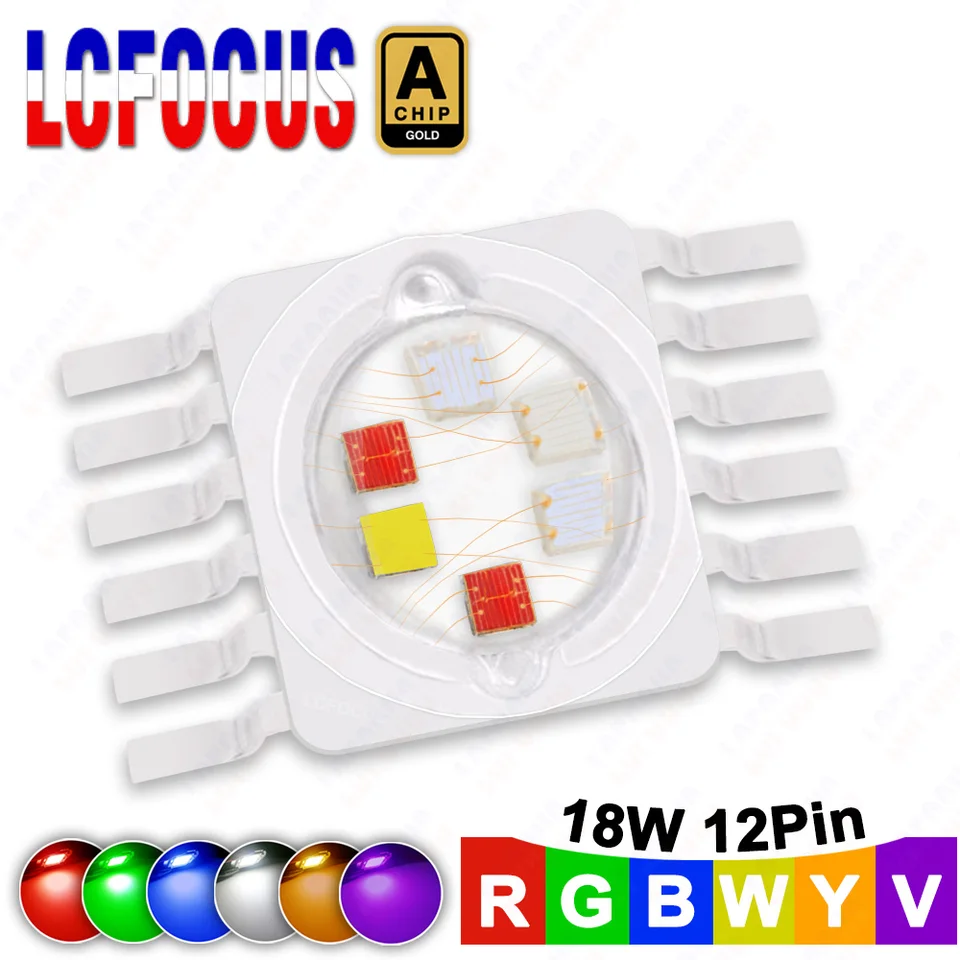 6W 12W 18W RGBWYV YVWRGB LED pódium LIGHT LIGHT 1W 3W červeno zelenej modrej farby žltej žltej fialovej čipov