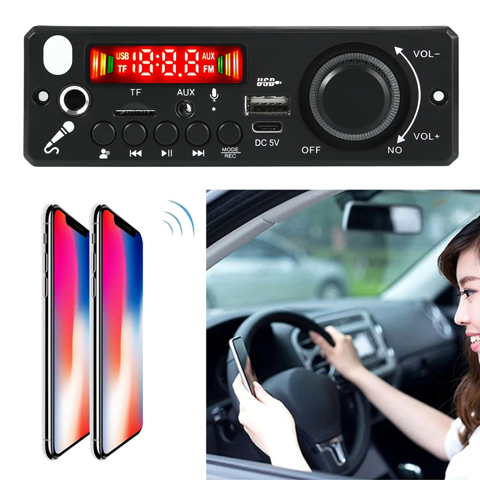 6W zosilňovača Radio Wireless FM prijímač Handsfree Call Audio modul DC 5V Bluetooth kompatibilný 5.0 Audio MP3 prehrávač s diaľkovým ovládačom