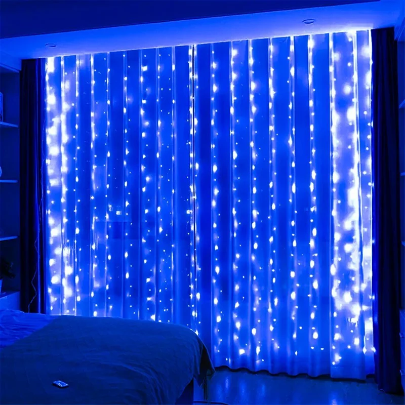 6x3m LED USB Curtain String Fairy Lights Vianočné garland 8 režimy vzdialené pre nový rok 2024 Party Garden Home Svadobná dekorácia